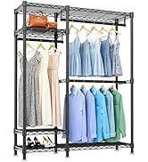 Ywin Heavy Duty Garment Rack,Portable Metal Shelving Clothes Rack with 4 Tiers Adjustable Wire Sh...