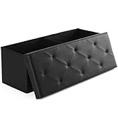 Sweetcrispy 43 Inches Folding Ottoman with Storage Bench, Foot Rest Stool, End of Bed Storage Ben...