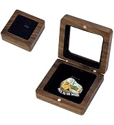 AHANDMAKER Wooden Badge Storage Boxes, 2.68x2.68x1.02 Inch Square Badge Presentation Display Box ...
