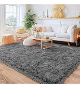 Quntue Grey Rugs for Bedroom, Ultra Fluffy Fuzzy Shag 5x7 Area Rug for Living Room, Modern Plush ...