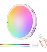 libtit 13 Inch RGB Flush Mount Ceiling Lights with Remote, 24W 3000K-6500K&amp;Dimmable, LED Light Fi...