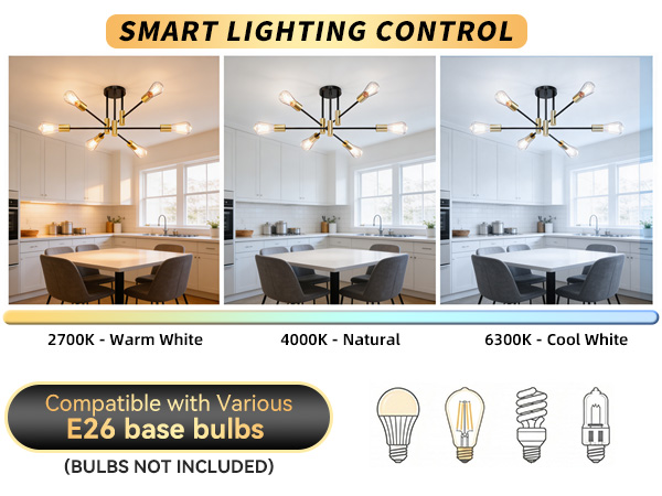 Phaosio Modern Sputnik Chandelier Ceiling Light Fixtures