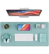 K KNODEL Leather Desk Pad Protector, Office Desk Mat, Large PVC Leather Desk Blotter, Non-Slip Mo...