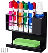 Banafich Black Magnetic Dry Erase Marker Holder for Whiteboard, Acrylic Magnet Pen Holder Wall Mo...