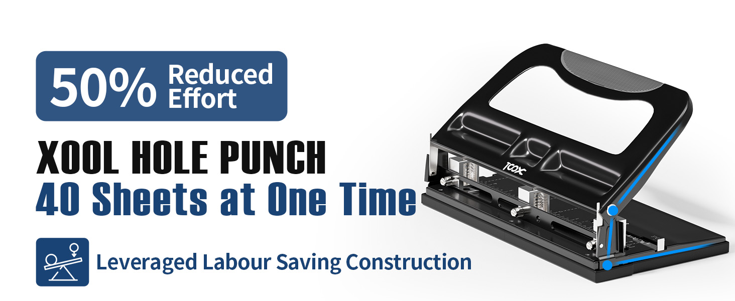 XOOL 3 Hole Punch, Heavy Duty Metal Hole Puncher for 2 or 3 Holes