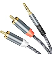 JOMLEY 3.5mm to 2 RCA Audio Cable 3.3ft, 3.5mm Male to 2 RCA Male Stereo Y Splitter Adapter Cable...