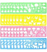 Cityrosy 32 pcs Drawing Stencils,Rainbow Scratch Paper for Stencils, Kids Activity Kit,Suitable f...