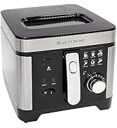 West Bend Deep Fryer with Adjustable Temperature Control Nonstick Basket Easy-View Window and Tem...
