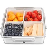 Divided Serving Tray with Lid, Removable Divided Platter Snack Box, Food Storage Charcuterie Cont...