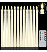 Warmhere 12 Pcs Flameless Taper Candles with Remote Timer, 11" Long Battery Operated Taper Candle...