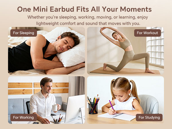 Mini Earbuds Fits All Your Moment for Sleeping workout kids studying