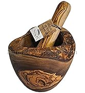 Naturally Med - Olive Wood Rustic Mortar and Pestle - 4.7 inch. for Grinding Spices, Salsa, Herbs...