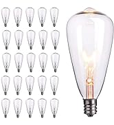 25-Pack Edison Replacement Light Bulbs,7-Watt E12 Candelabra Base ST40 Replacement Clear Glass Li...