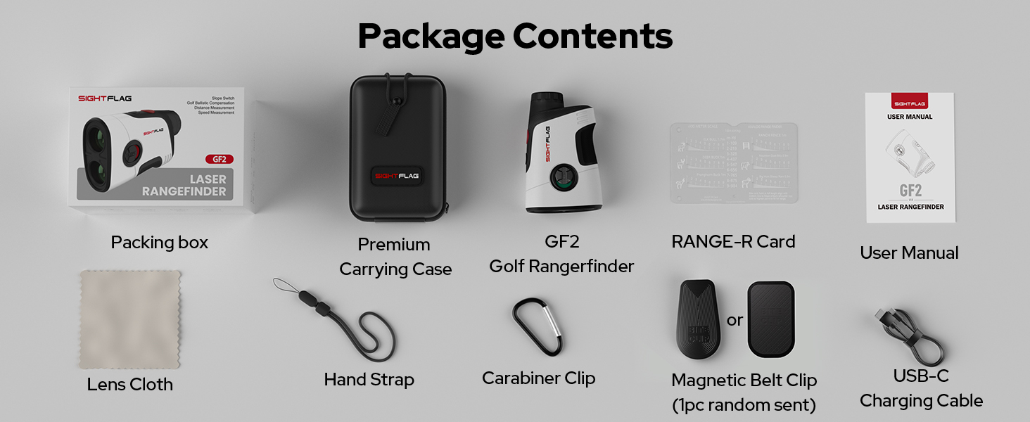 GF2 range finder golf Package Contents