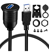 BATIGE Single Port USB 3.0 Male to Female AUX Car Mount Flush Cable Waterproof Extension for Car ...