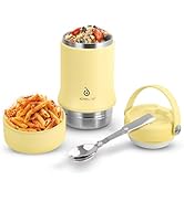 Ideus Soup Thermo with Foldable Spoon and Bowl 20oz, All-in-one Insulated Bento Lunchbox Stainles...