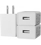 3-Pack 5V2A [White] Power Adapter UL Certified,USB Wall Charger Block Plug Box AC Fast Charging C...