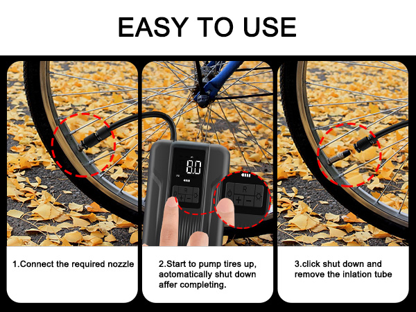 Tire Inflator Portable Air Compressor Portable Pump for Car Tires Inflator 150 PSI &amp; 5000mAh Battery