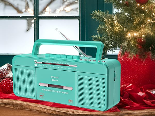 retro cassette tape player recorder green christmas color