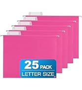 25 Packs Hanging File Folders Pink,Letter Size 8.5x11,Hanging File Folders with 1/5-cut Tabs,File...