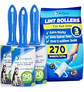 PetLovers Extra Sticky Lint Roller Value Set 270 Sheets for Pet Hair Removal and Clothes, Dog and...