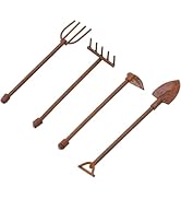 4Pcs Dollhouse Miniatures, 1/12 Scale Miniature Dollhouse Farm Tool Accessories, Mini Farm Tool S...