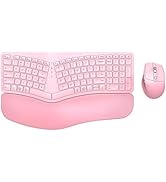 Ergonomic Wireless Keyboard Mouse Combo, EDJO Bluetooth/2.4G Dual Channel, Split Design, Soft Foa...