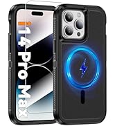 KTUOHU Magnetic Case for iPhone 14 Pro Max [Compatible with Magsafe] [Glass Screen Protector] [Du...