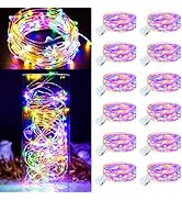 12Pack Fairy Lights Battery Operated, 7ft 20 LED 3 Modes Speed Twinkle Mini String Lights Waterpr...