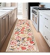 ROTTOGOON Hallway Runner Rug 2'x6' Washable Soft Floral Rug with Rubber Backing Stain Resistant N...
