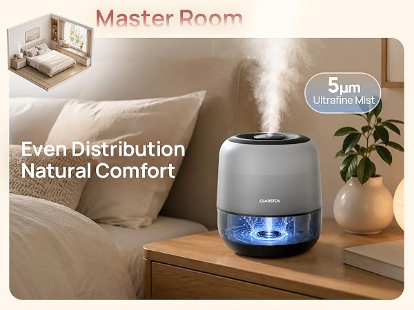 The 5µm ultrafine mist provides even distribution and natural comfort.