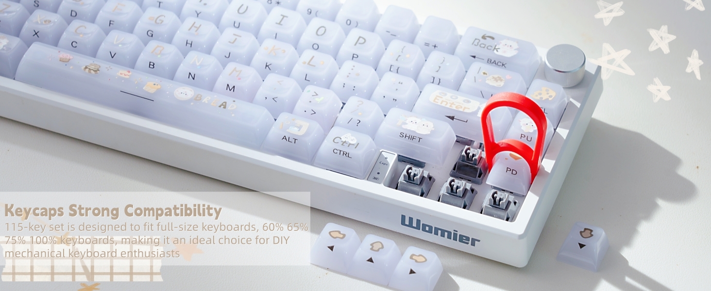 Keyboard Keycaps Jelly, White Ceramic Keycaps Style, Cake Sheep Key cap