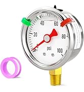 BOGERDACK 0-100psi Stainless Steel Glycerin Liquid Filled Pressure Gauge1/8 NPT 1.5" Dial, Lower ...