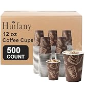 Huifany 500 Pack 12 oz Coffee Cups, Paper Cups 12 oz Disposable Coffee Cups Thickened Paper Cups ...