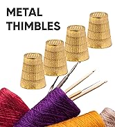 Thimbles for Hand Sewing - Gold Hand Quilting Thimble, 4 Pcs - Metal Finger Protector for Sewing,...