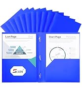 SUIN Plastic Project-Folders with 2 Pockets &amp; 3 Prong, Bulk Pack Project File-Folder for US Lette...