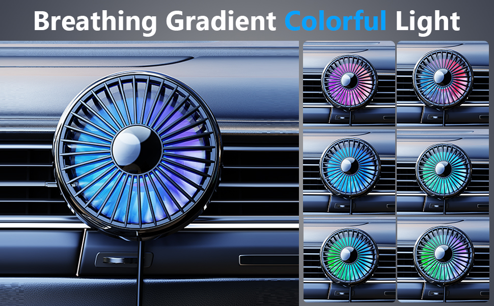 xuenair car ac cooling fan with dynamic gradient colorful breathing lights