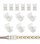 VIPMOON 12 Pcs 2 Pin LED Strip Light Connectors Strip to Wire Quick Connectors 8mm Wide Solderles...