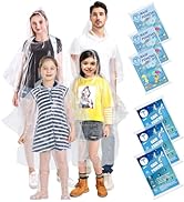 TUNCHMO Disposable Rain Ponchos Family 6 Pack Adults kids 50% Extra Thicker Emergency Ponchos wit...