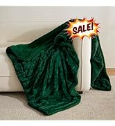 COZYART Dark Green Faux Fur Sherpa Throw Blanket for Couch, 50
