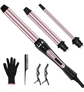 Wand Curling Iron Set, 3 in 1 Curling Iron with Interchangeable Barrels (0.35", 1", 1.25") for Ve...