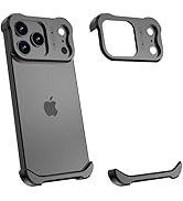 Losin Compatible with iPhone 17 Pro Max Frameless Case, Aluminum Metal Borderless Design, with Fr...