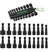 SWANLAKE 20PCS Power Nut Driver Set for Impact Drill, 1/4” Hex Head Drill Bit Set SAE and Metric