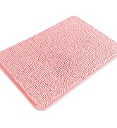 PureSwan Pink Bathroom Rugs – Absorbent and Washable Bath Mat, Non-Slip, Thick Soft Chenille Bath...