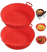 ME.FAN Air Fryer Silicone Liners for 4 to 7 QT [2 Pack] Reusable Air Fryer Basket with Handles &amp; ...