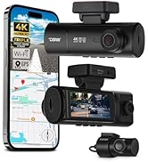 DS18 Eagle-F3 4K Dash Cam Triple Front Cabin and Rear, WiFi GPS Dash Cam with Night Vision, 24/7 ...