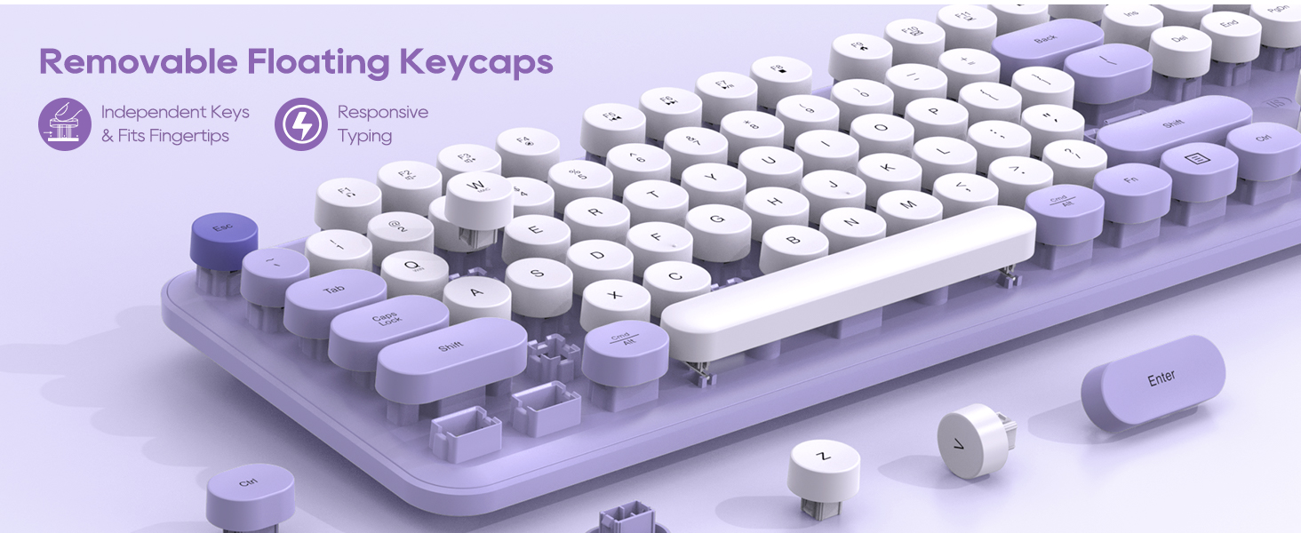 Removable floating round keycaps fit fingertips responsive bedroom office travel Essential College