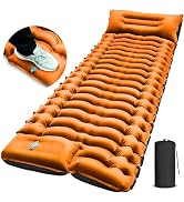 FUN PAC Camping Sleeping Pad, Ultralight Camping Pad with Pillow Built-in Foot Pump Inflatable Sl...