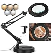 10X Magnifying Glass with Light, Krstlv Upgrade Button 5 Color Modes Stepless Dimmable 2-in-1 LED...