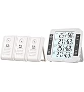 Indoor Outdoor Digital Thermometer, Wireless Hygrometer Meter with 3pc 328FT(100m) Range Remote S...